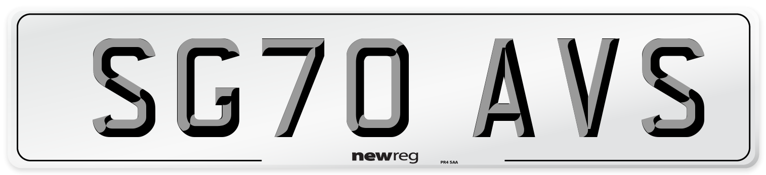 SG70 AVS Number Plate from New Reg